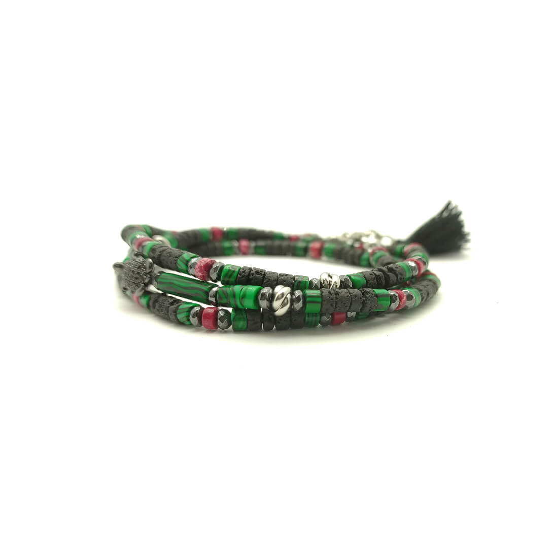 TaRa Dàimào-Bracciale con Malachite pietra lavica bracciale collana tibetana pietre naturali fatto a mano in Italia Uomo negozio a Este e on-line