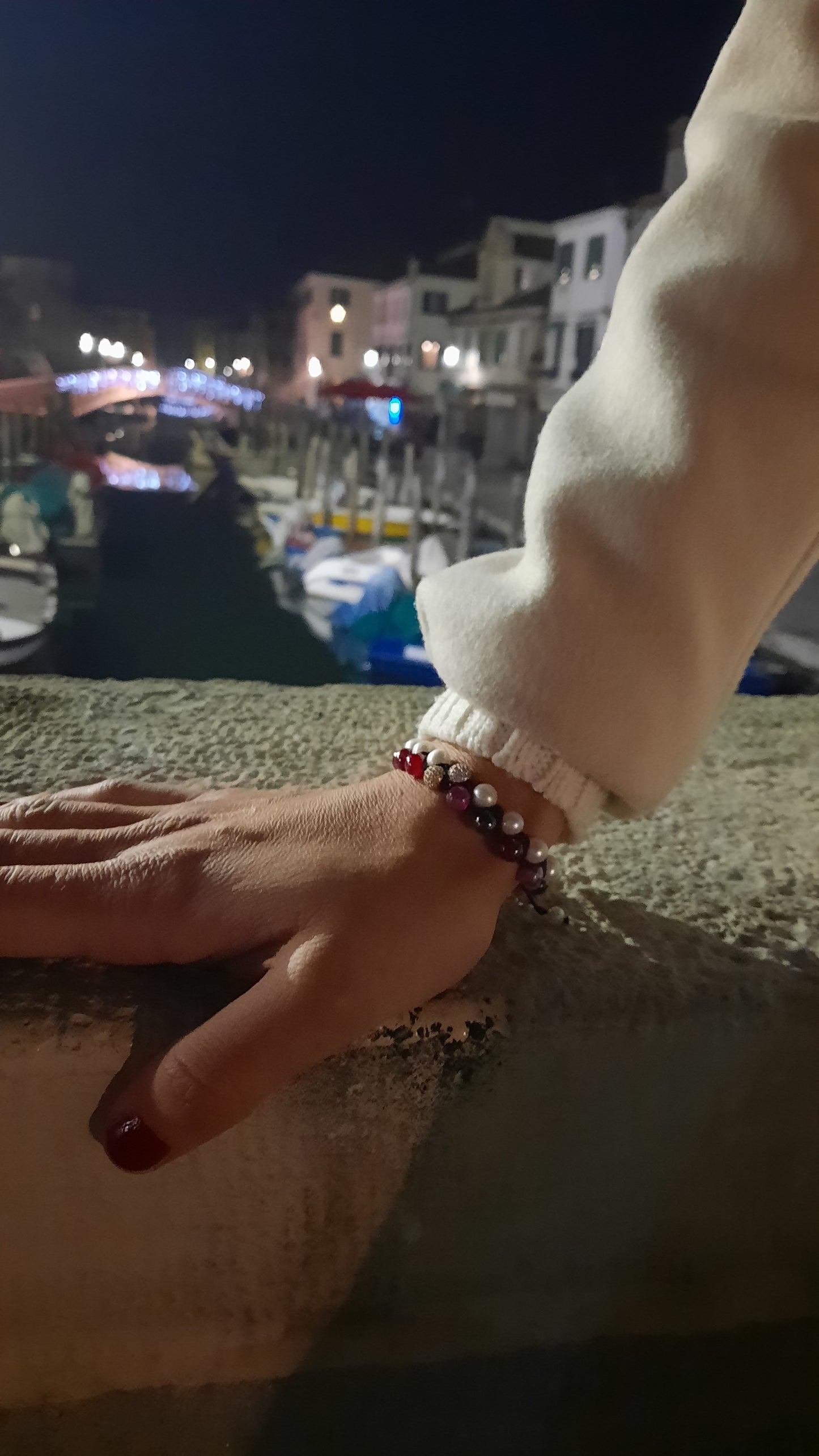 Ek Saaht Bracciale Argento 925% Agata Perla acqua dolce A++