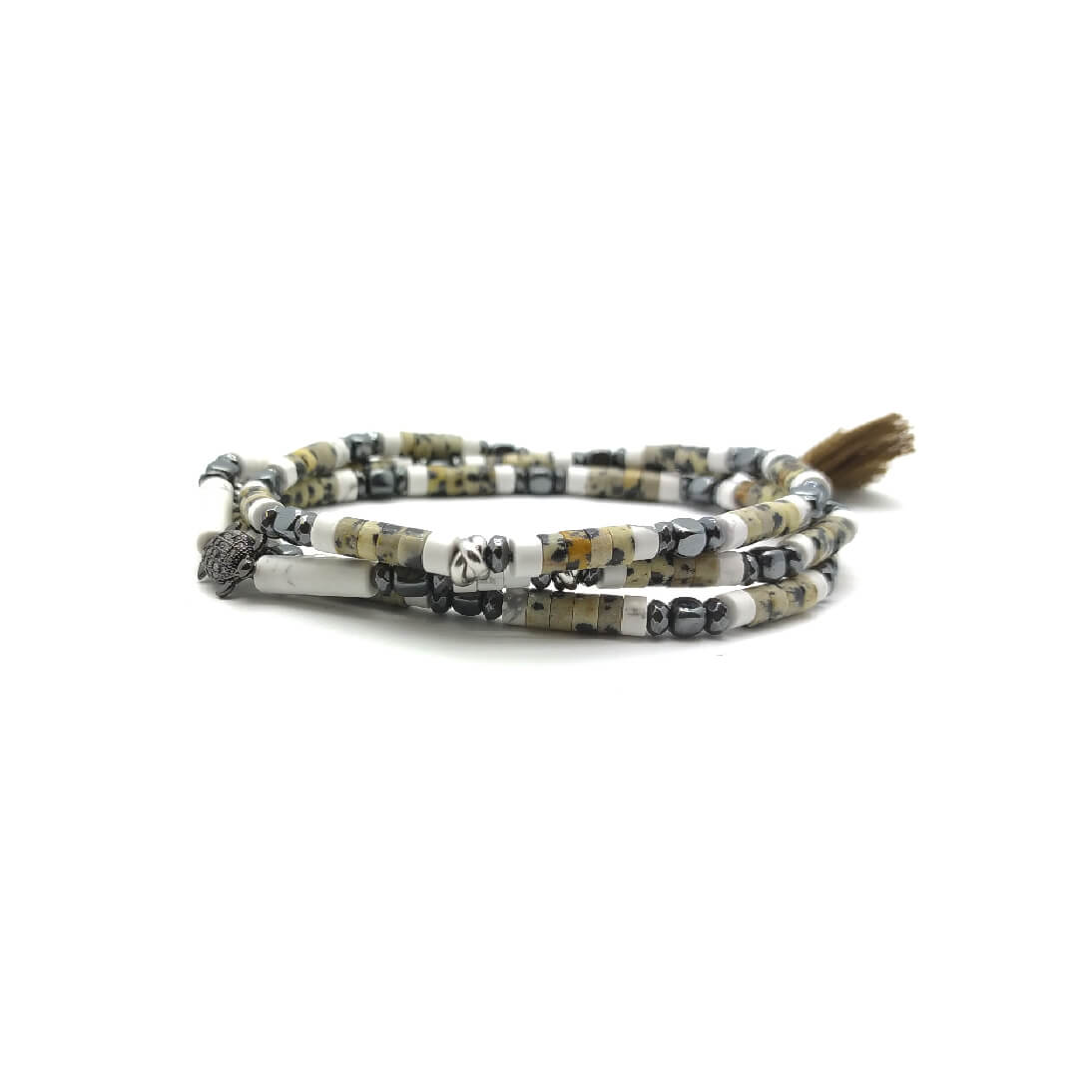 TaRa Dàimào-Bracciale con Diaspro Aulite bracciale collana tibetana pietre naturali fatto a mano in Italia Uomo negozio a Este e on-line