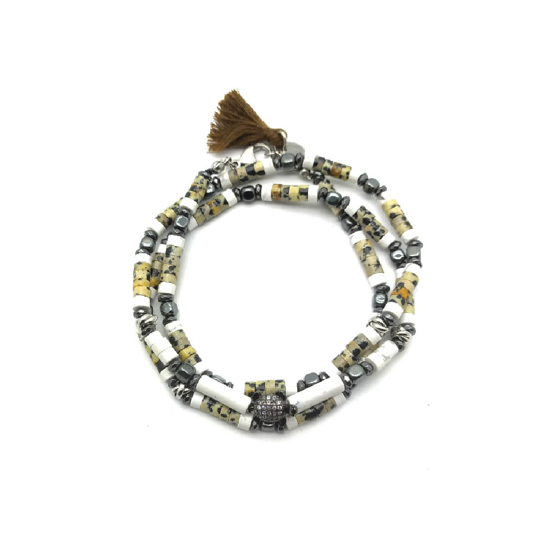 TaRa Dàimào-Bracciale con Diaspro Aulite bracciale collana tibetana pietre naturali fatto a mano in Italia Uomo negozio a Este e on-line