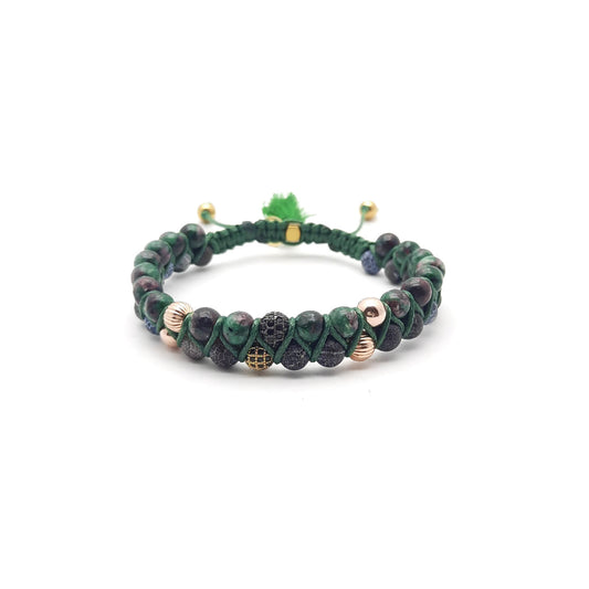 TaRa Ek saaht -Bracciale con Argento 925% Occhio di tigre Agata bracciale tibetano pietre naturali argento fatto a mano in Italia