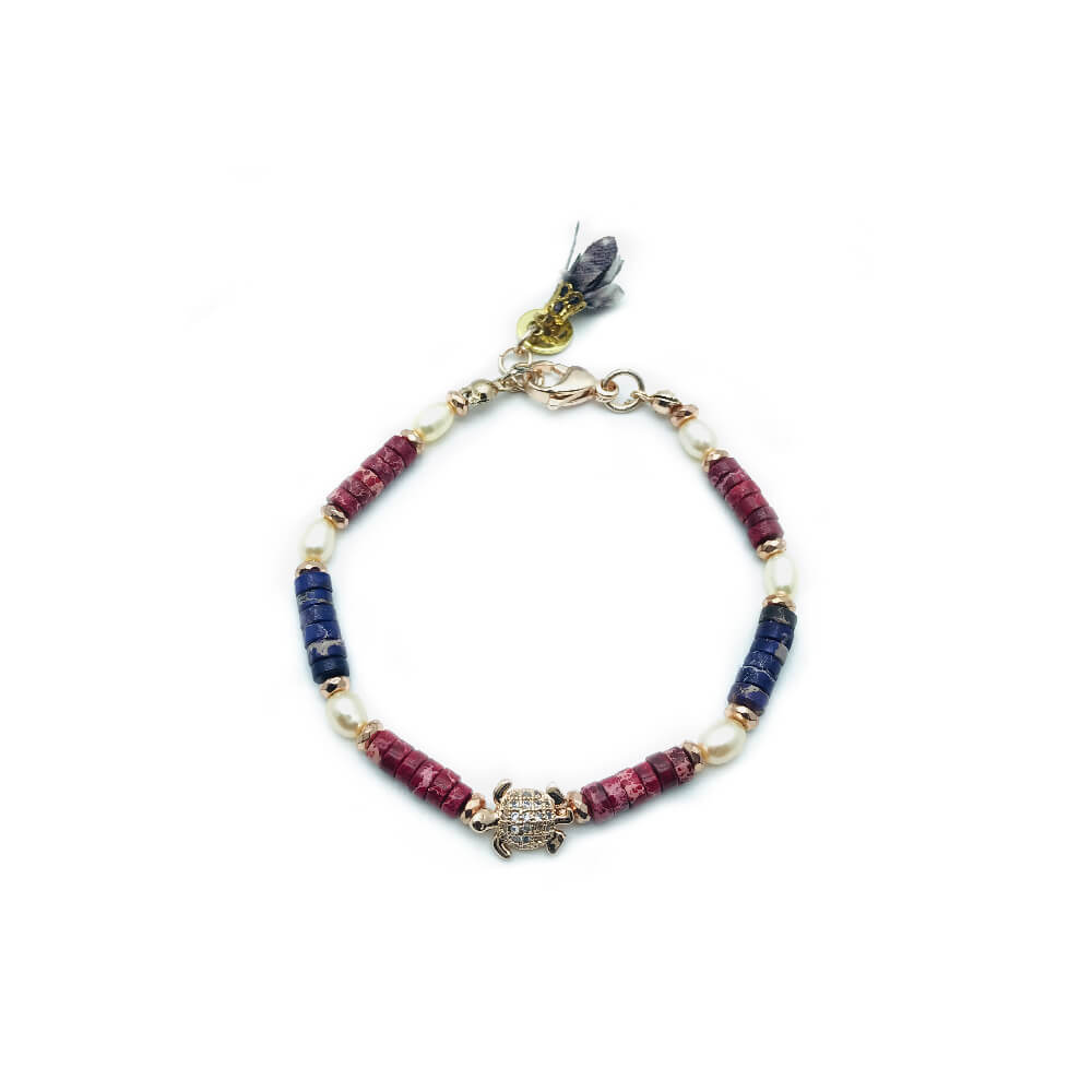 TaRa Dàimào-Bracciale con Diaspro Sodalite Perla A++ bracciale collana tibetana pietre naturali argento fatto a mano in Italia