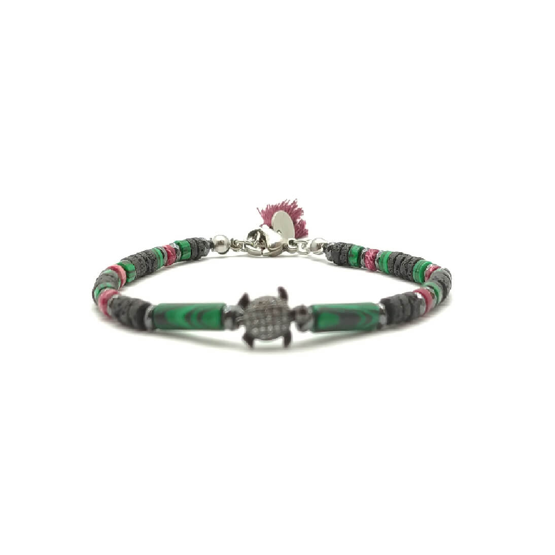 TaRa Dàimào-Bracciale con Malachite pietra lavica bracciale collana tibetana pietre naturali fatto a mano in Italia Uomo negozio a Este e on-line