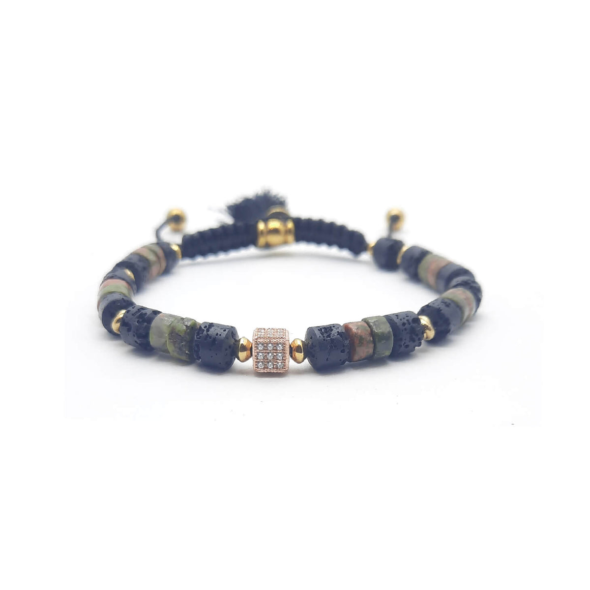 TaRa Keval Bracciale con Diaspro Pietra Lavica cristallo in argento 925% bracciale tibetano pietre naturali fatto a mano in Italia on line e in centro a Este da Gioielli D'Este
