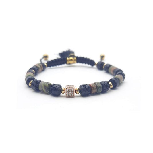 TaRa Keval Bracciale con Diaspro Pietra Lavica cristallo in argento 925% bracciale tibetano pietre naturali fatto a mano in Italia on line e in centro a Este da Gioielli D'Este