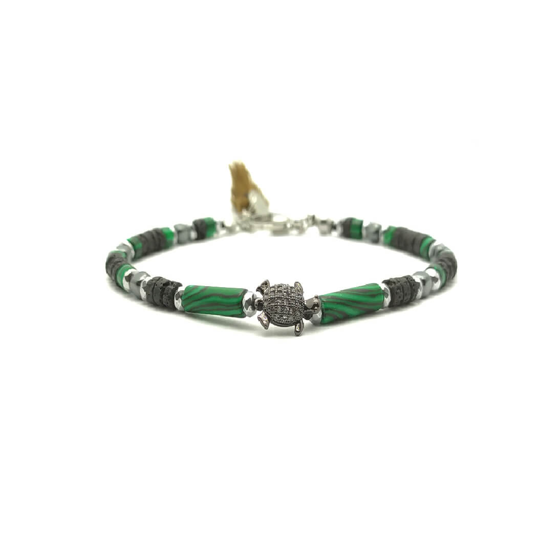 TaRa Dàimào-Bracciale con Lavica Malachite bracciale collana tibetana pietre naturali fatto a mano in Italia Uomo negozio a Este e on-line