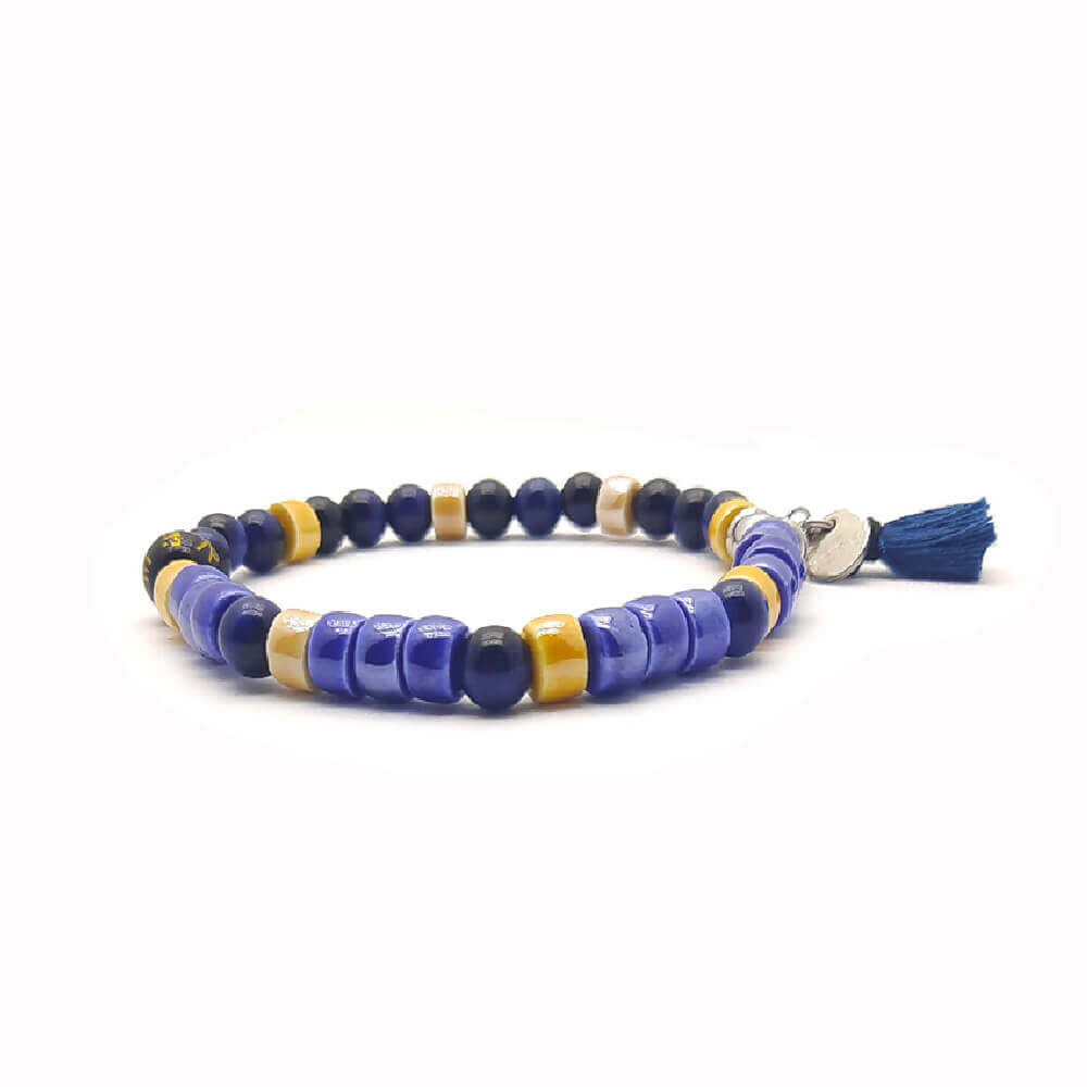 Lung-Ta Bracciale Ceramica Heischi e Lapislazzulo