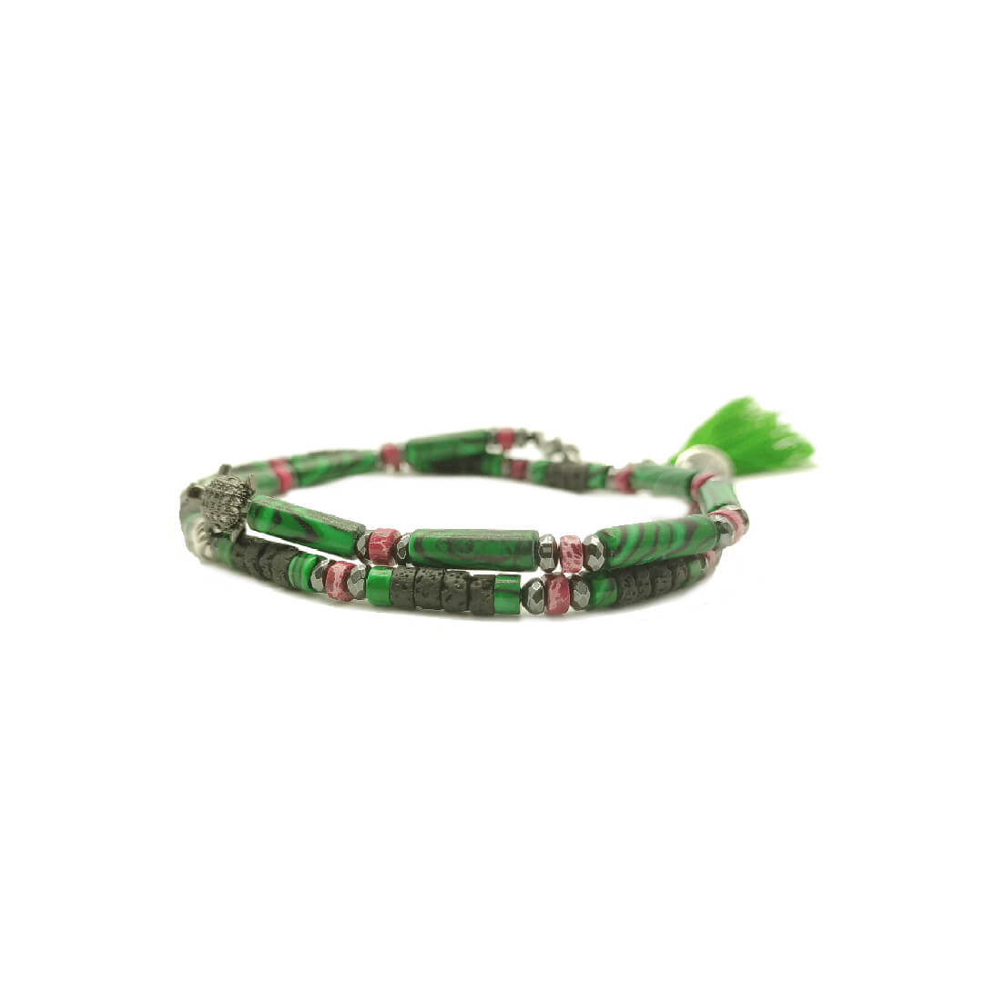 TaRa Dàimào-Bracciale con Malachite pietra lavica bracciale collana tibetana pietre naturali fatto a mano in Italia Uomo negozio a Este e on-line