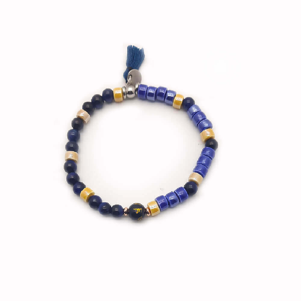 Lung-Ta Bracciale Ceramica Heischi e Lapislazzulo