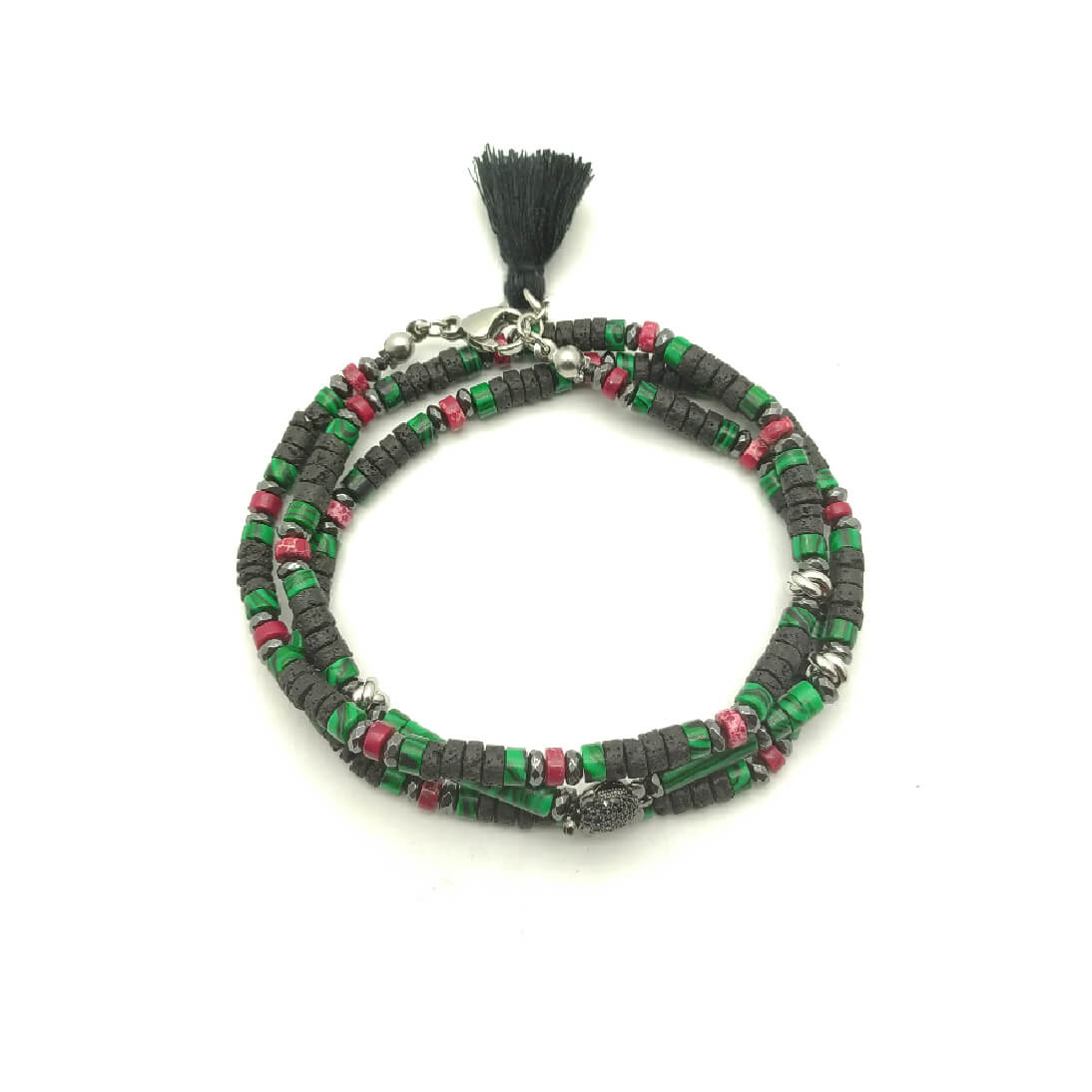 TaRa Dàimào-Bracciale con Malachite pietra lavica bracciale collana tibetana pietre naturali fatto a mano in Italia Uomo negozio a Este e on-line