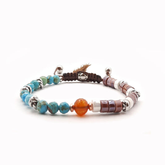 Lung-Ta Bracciale Ceramica Heischi e Turchese