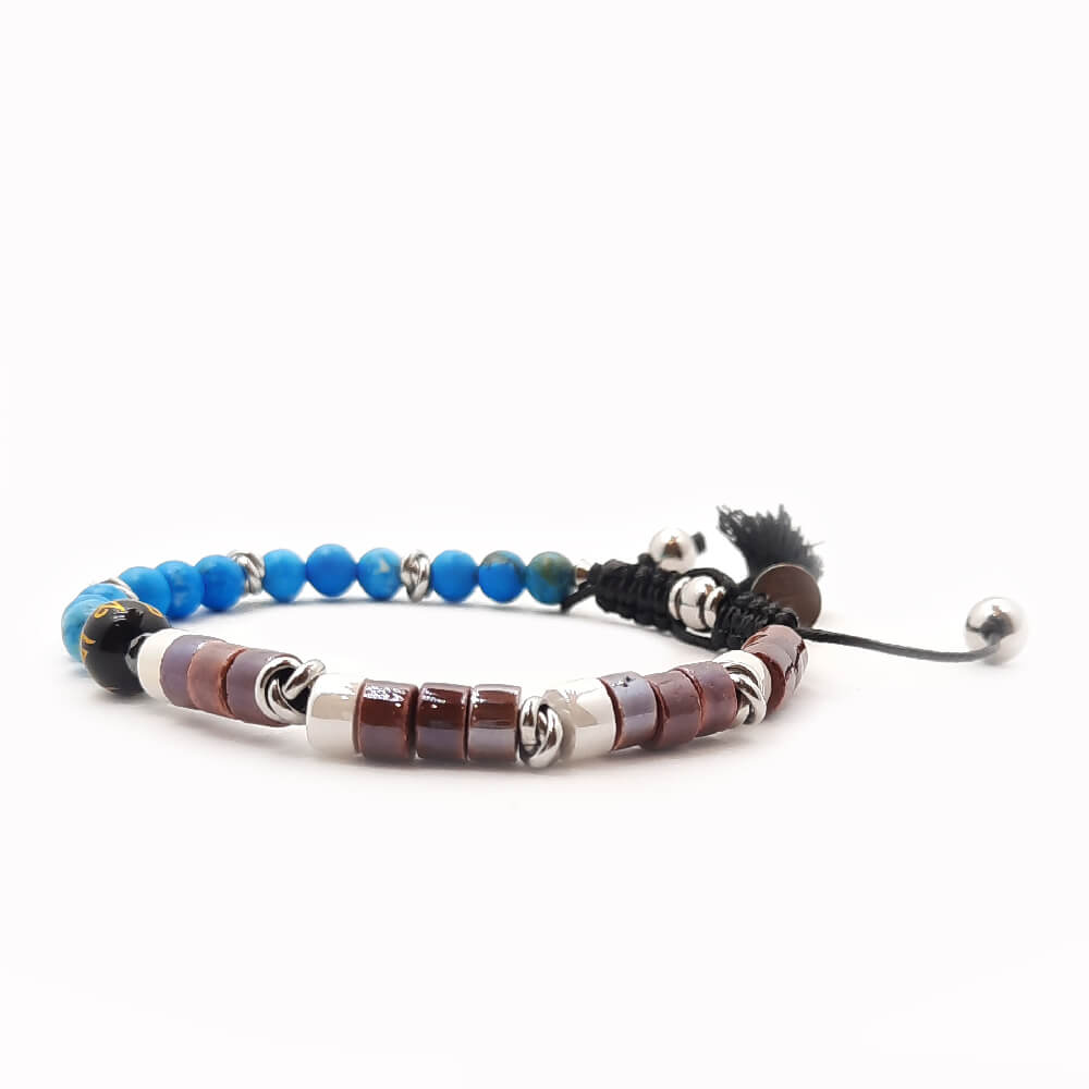 Lung-Ta Bracciale Ceramica Heischi e Turchese