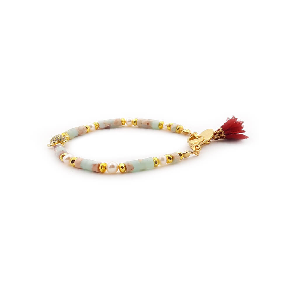 Dàimào Bracciale Larimar Ematite Perla acqua A++
