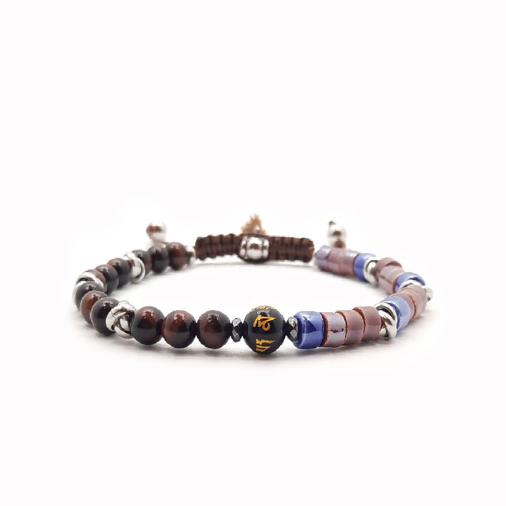 Lung-Ta Bracciale Ceramica Heischi e Occhioi di Tigre