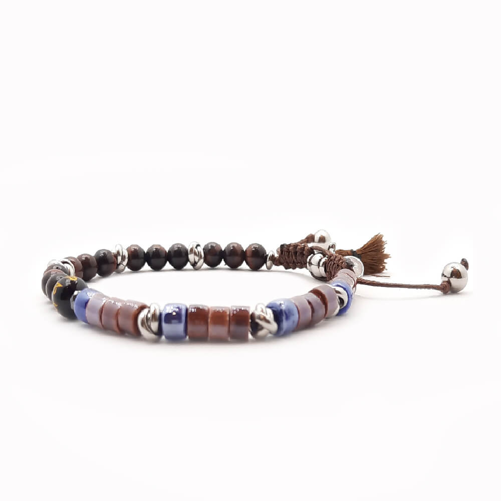 Lung-Ta Bracciale Ceramica Heischi e Occhioi di Tigre