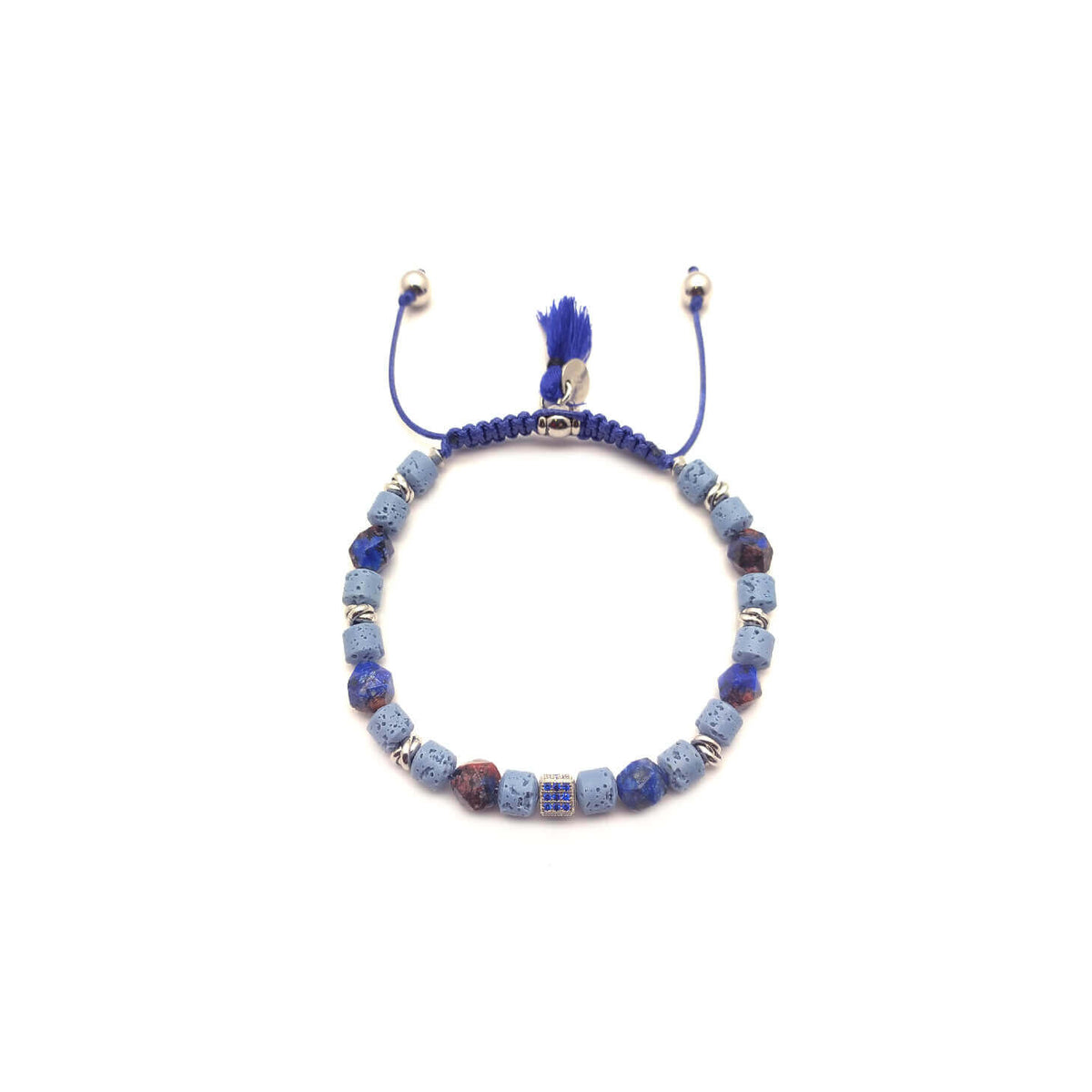 TaRa Keval Bracciale con Argento 925% Diaspro Pietra Lavica bracciale tibetano pietre naturali argento fatto a mano in Italia on line e in centro a Este da Gioielli D'Este