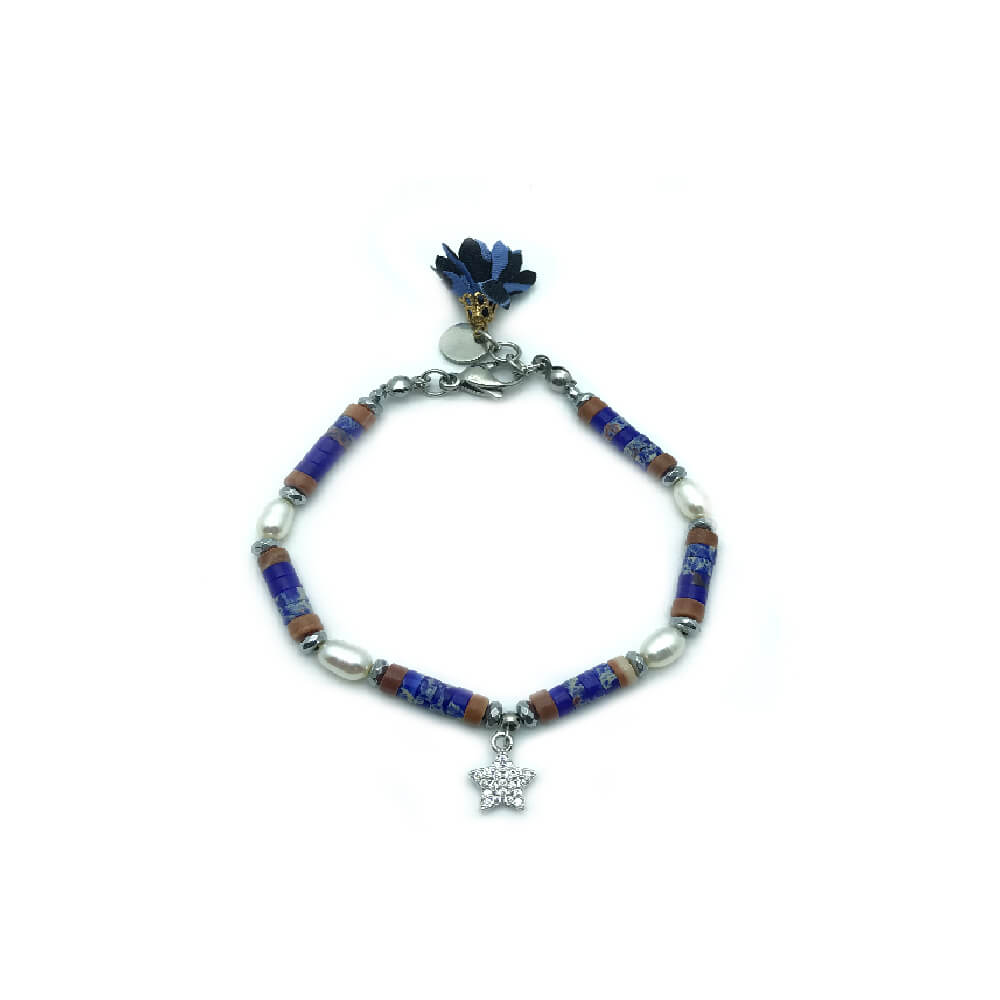 TaRa Dàimào-Bracciale con Diaspro Sodalite Perla A++ bracciale collana tibetana pietre naturali argento fatto a mano in Italia