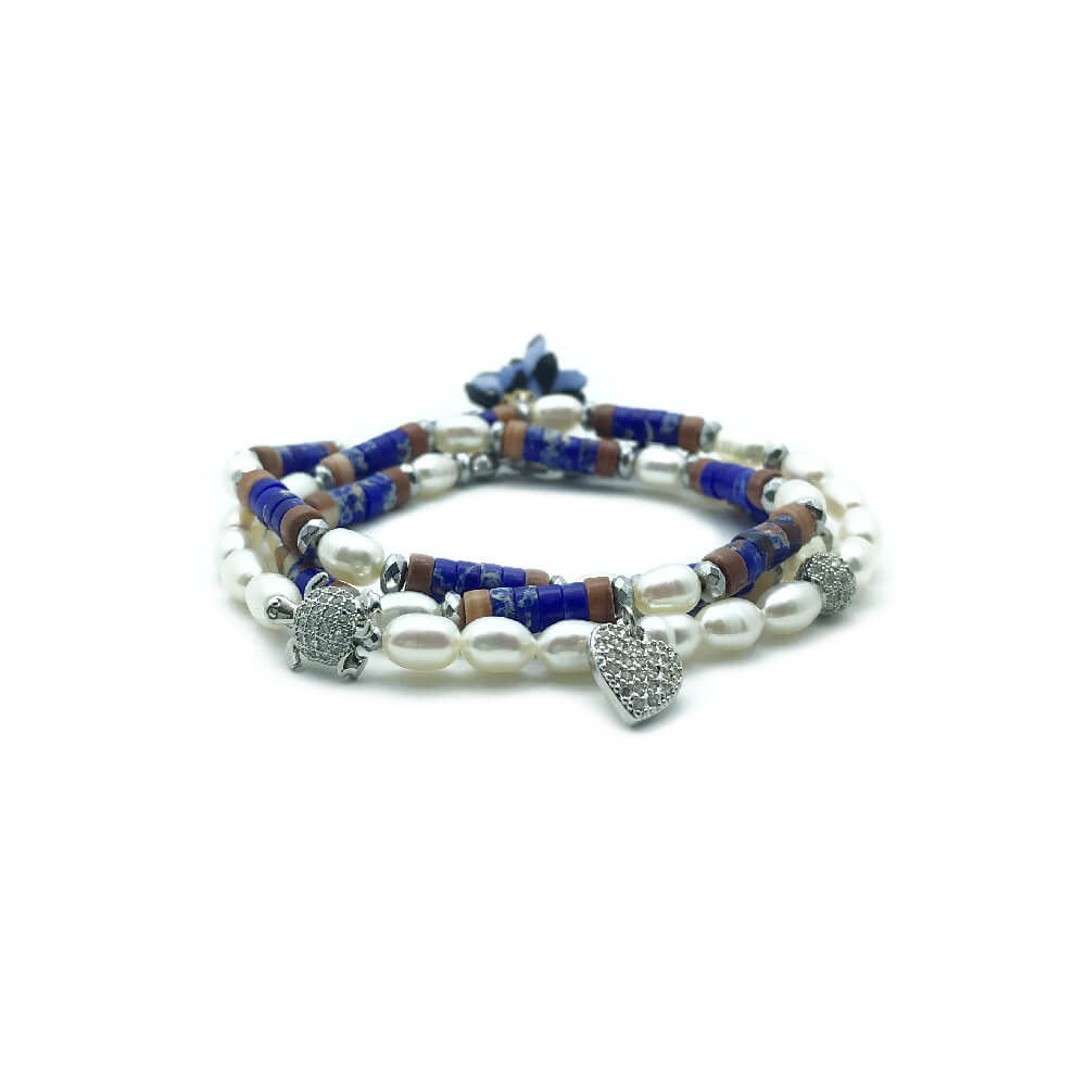 TaRa Dàimào-Bracciale con Diaspro Sodalite Perla A++ bracciale collana tibetana pietre naturali argento fatto a mano in Italia