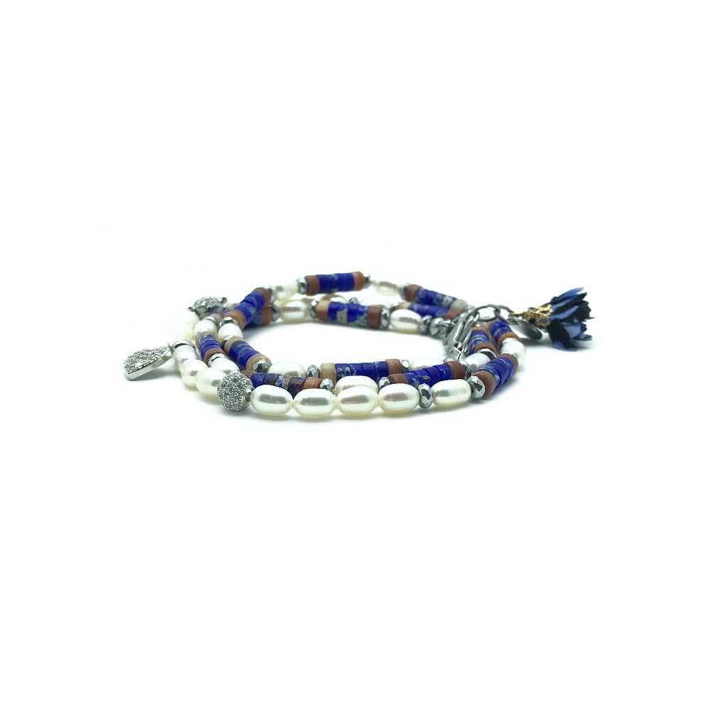 TaRa Dàimào-Bracciale con Diaspro Sodalite Perla A++ bracciale collana tibetana pietre naturali argento fatto a mano in Italia