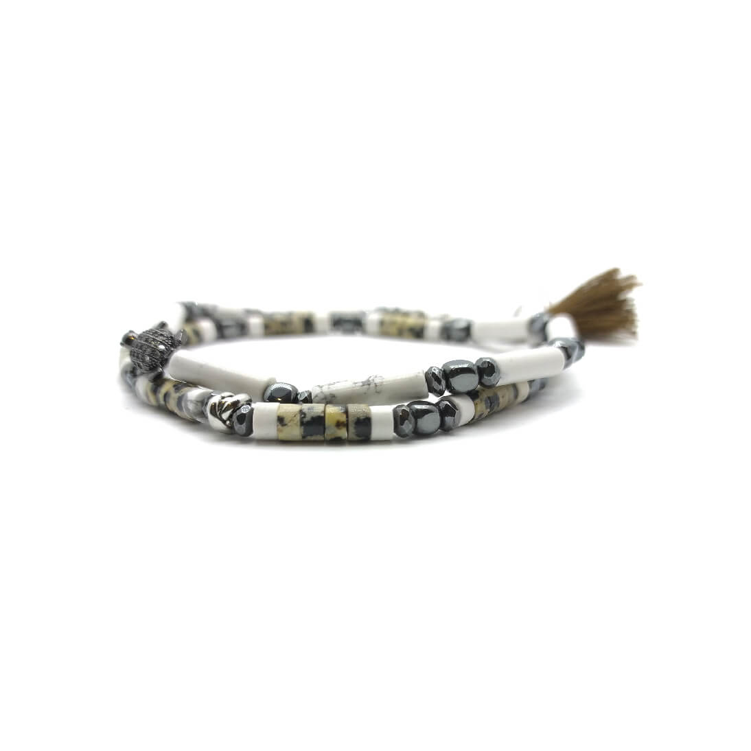 TaRa Dàimào-Bracciale con Diaspro Aulite bracciale collana tibetana pietre naturali fatto a mano in Italia Uomo negozio a Este e on-line