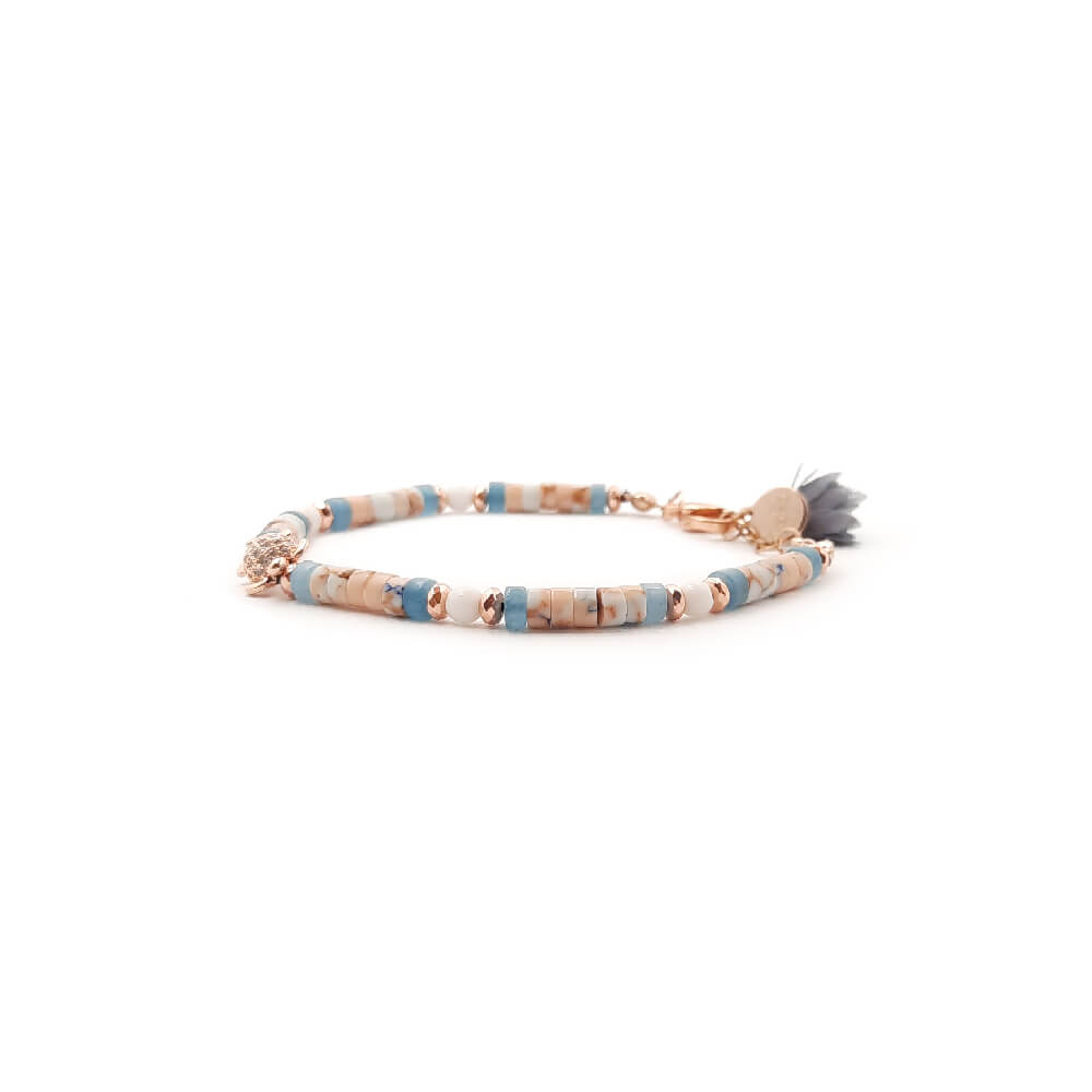 Dàimào Bracciale Aulite Diaspro rosa Perla acqua dolce A++