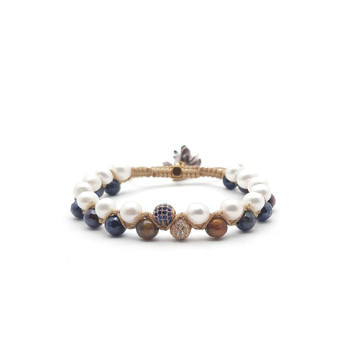 TaRa Ek Saaht Bracciale in argento 925% con pietre naturali Agata galvanizzata e Perle naturali acqua dolce significato spirituale del tibetano fatto a mano in Italia e on line store in centro a Este da Gioielli D'Este a prezzi scontati.