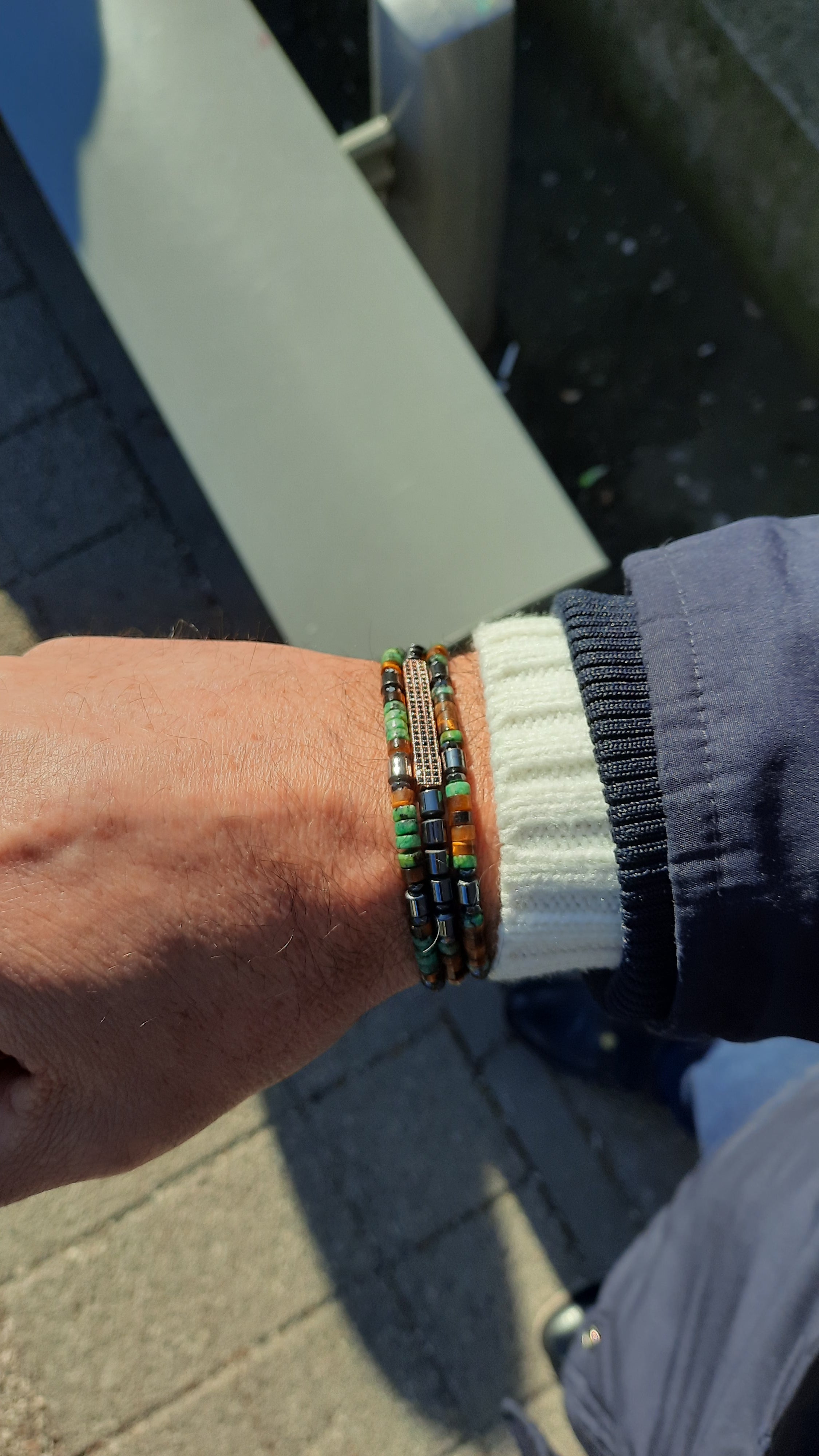 Dàimào-Bracciale con Diaspro e Dentritica Ematite rossa