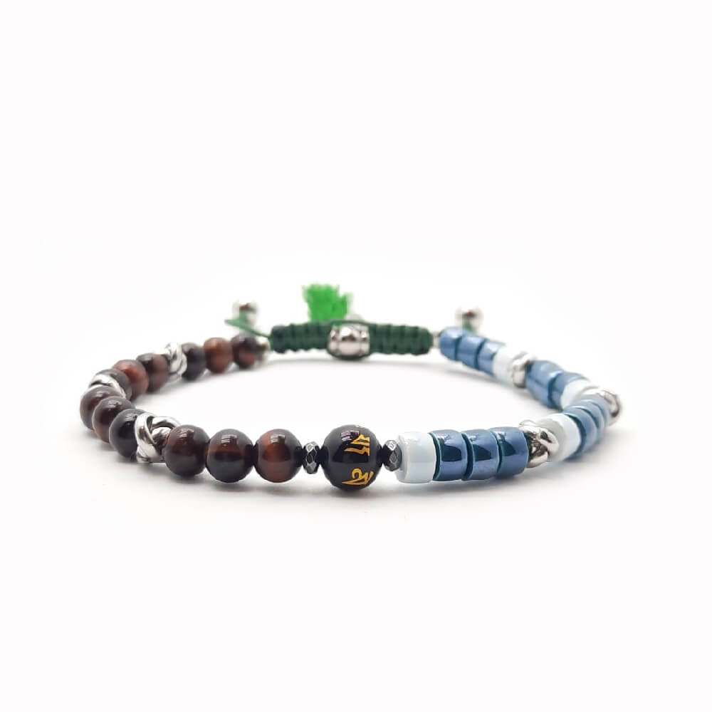 Lung-Ta Bracciale Ceramica Heischi e Occhioi di Tigre