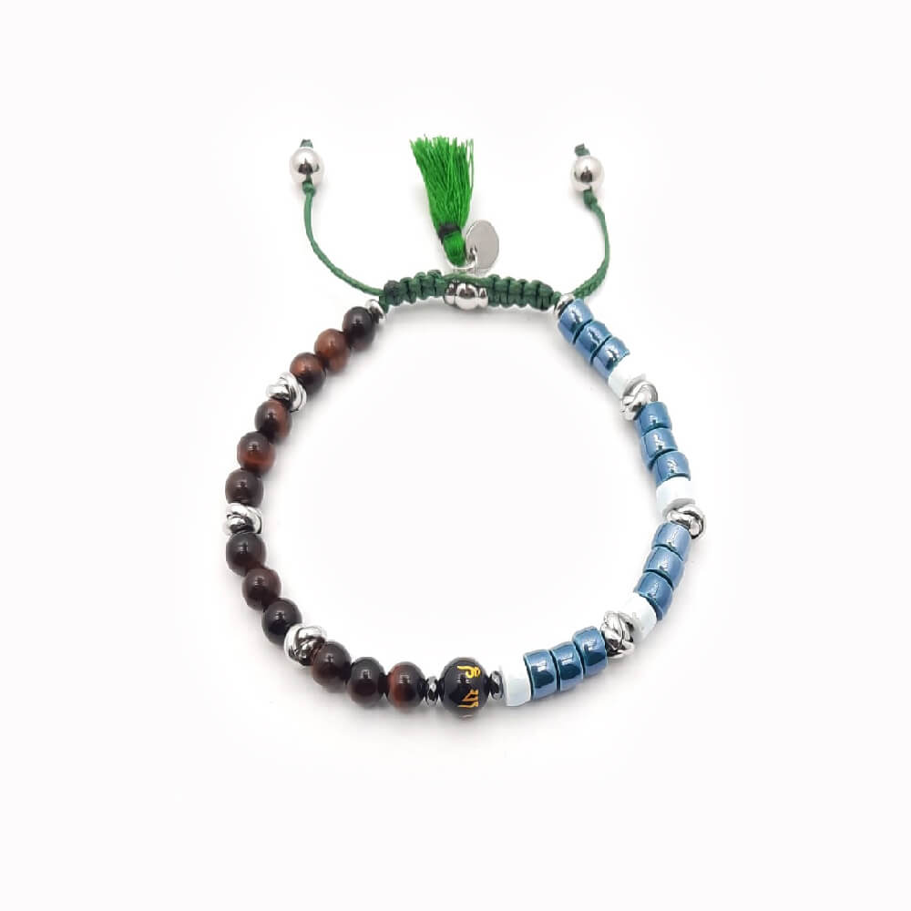 Lung-Ta Bracciale Ceramica Heischi e Occhioi di Tigre