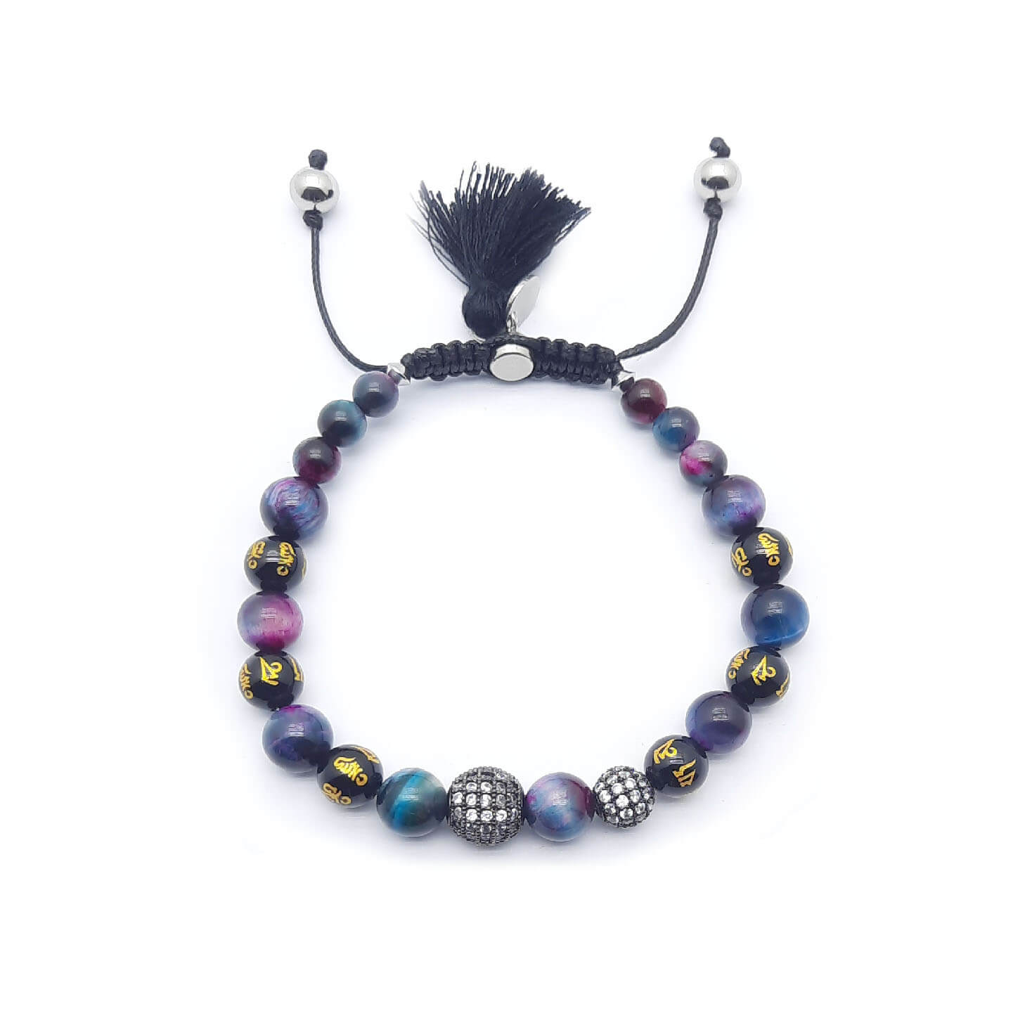 Om Bracciale Occhio di Tigre multiciolore