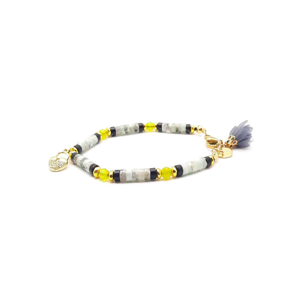Dàimào Bracciale Onice nero Diaspro grigio