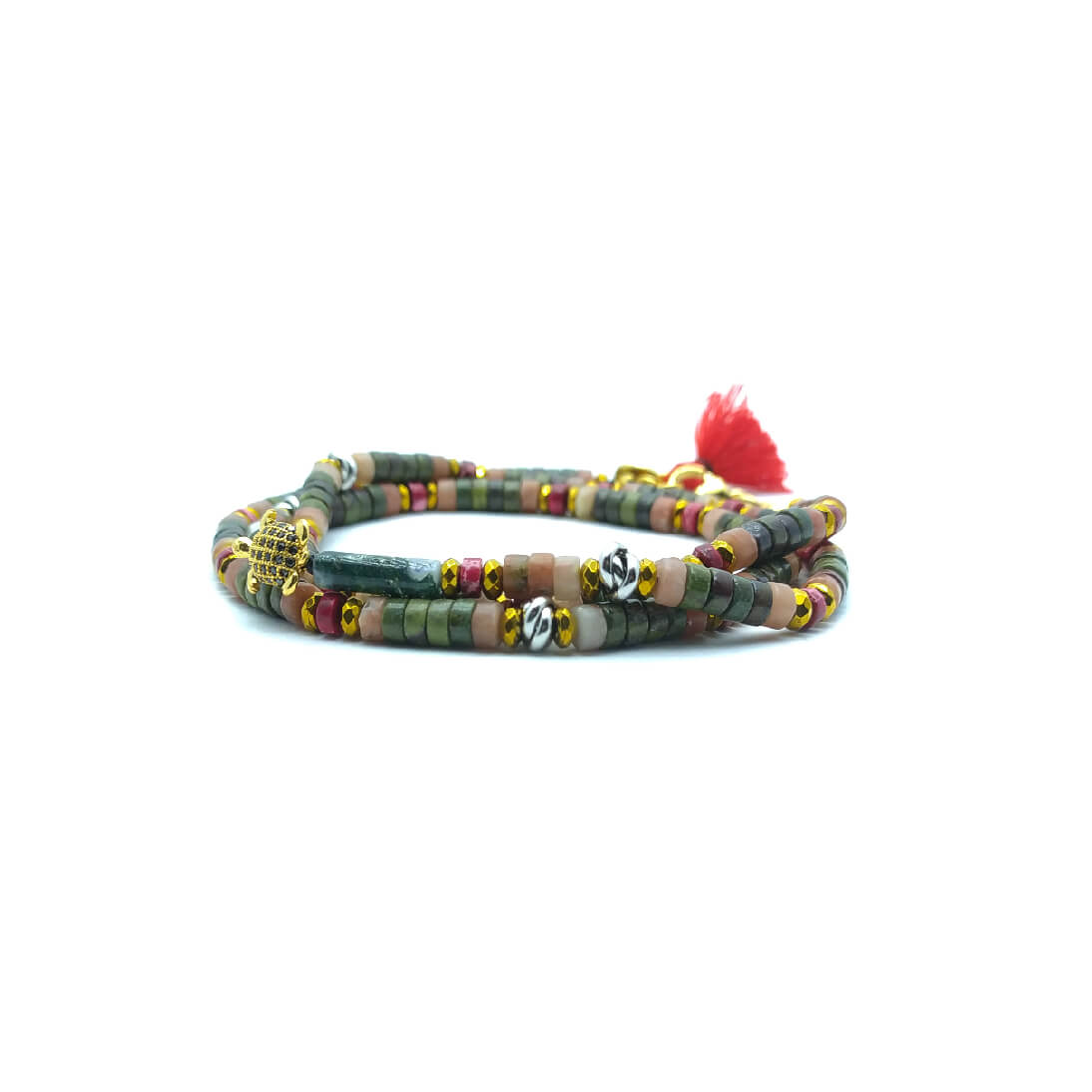 TaRa Dàimào-Bracciale con Diaspro bracciale collana tibetana pietre naturali fatto a mano in Italia Uomo negozio a Este e on-line