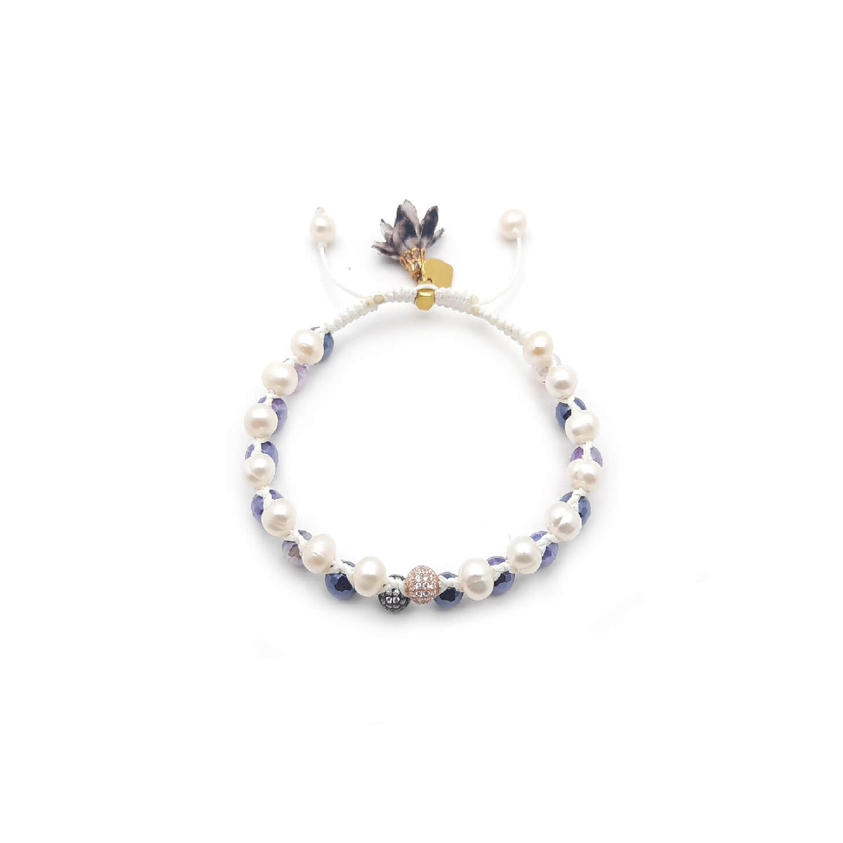 TaRa Ek Saaht Bracciale in argento 925% con pietre naturali Agata galvanizzata e Perle naturali acqua dolce significato spirituale del tibetano fatto a mano in Italia e on line store in centro a Este da Gioielli D'Este a prezzi scontati.