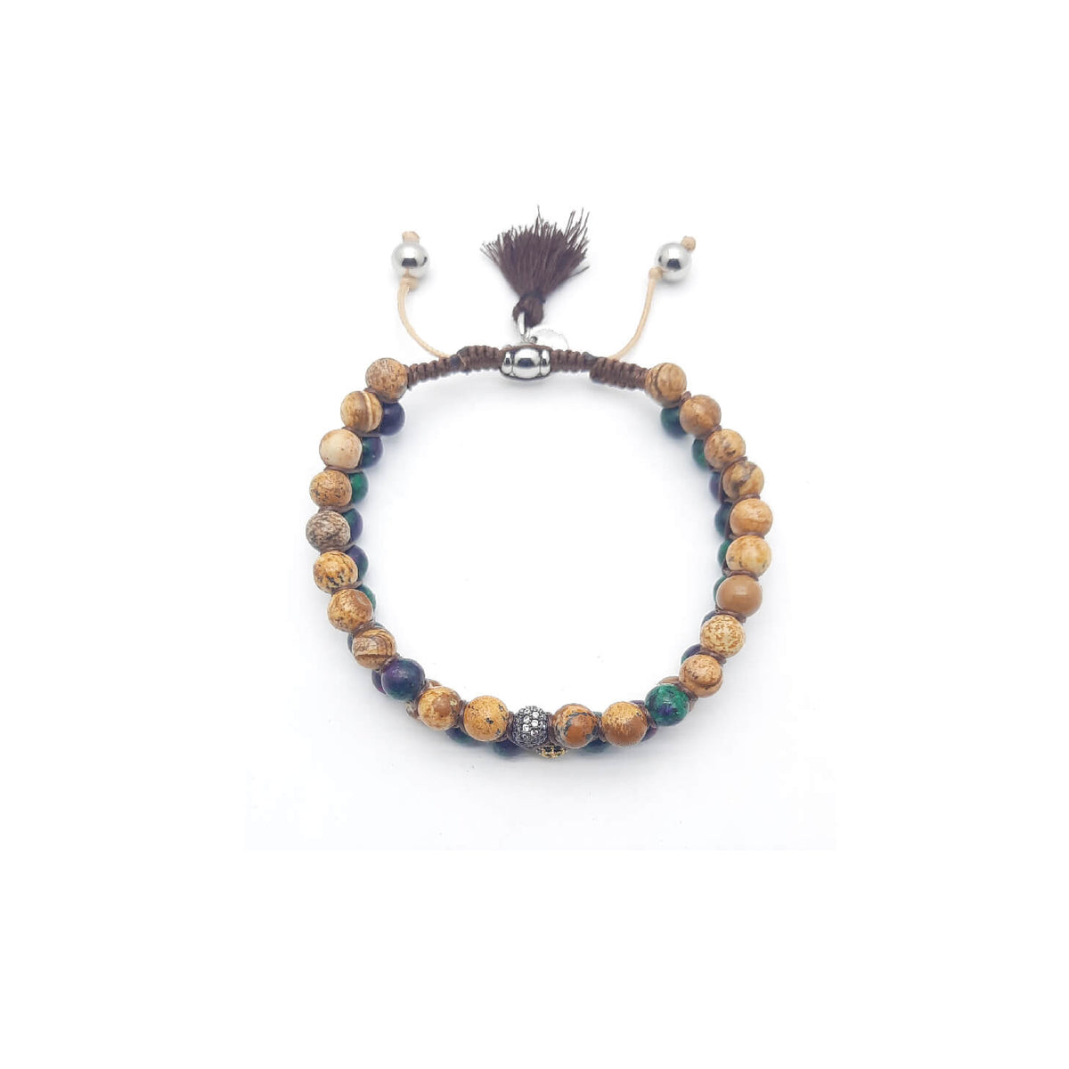 TaRa Ek saaht Bracciale con Paesina e Rubizoisite bracciale tibetana pietre naturali fatto a mano in Italia Uomo negozio a Este e on-line