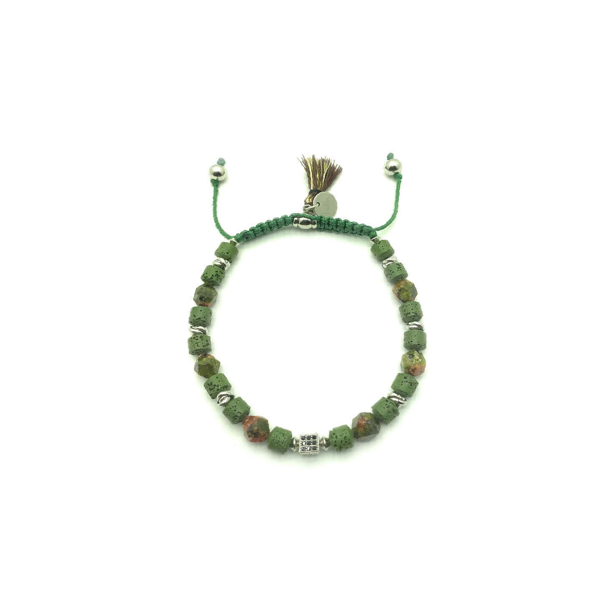 TaRa Keval Bracciale con Argento 925% Avventurina Pietra Lavica bracciale tibetano pietre naturali argento fatto a mano in Italia on line e in centro a Este da Gioielli D'Este