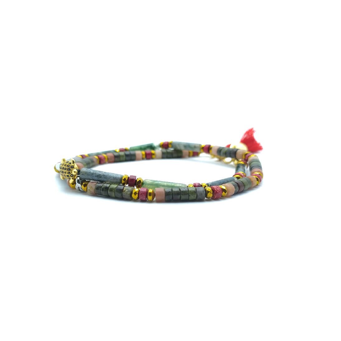 TaRa Dàimào-Bracciale con Diaspro bracciale collana tibetana pietre naturali fatto a mano in Italia Uomo negozio a Este e on-line