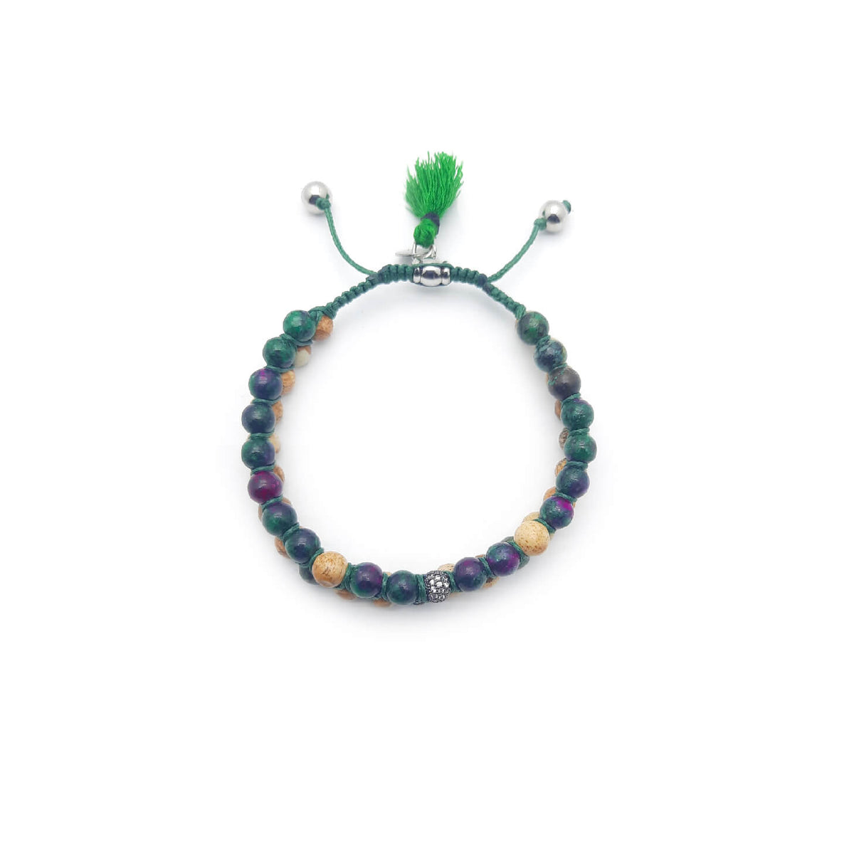 TaRa Ek saaht Bracciale con Paesina e Rubizoisite bracciale tibetana pietre naturali fatto a mano in Italia Uomo negozio a Este e on-line