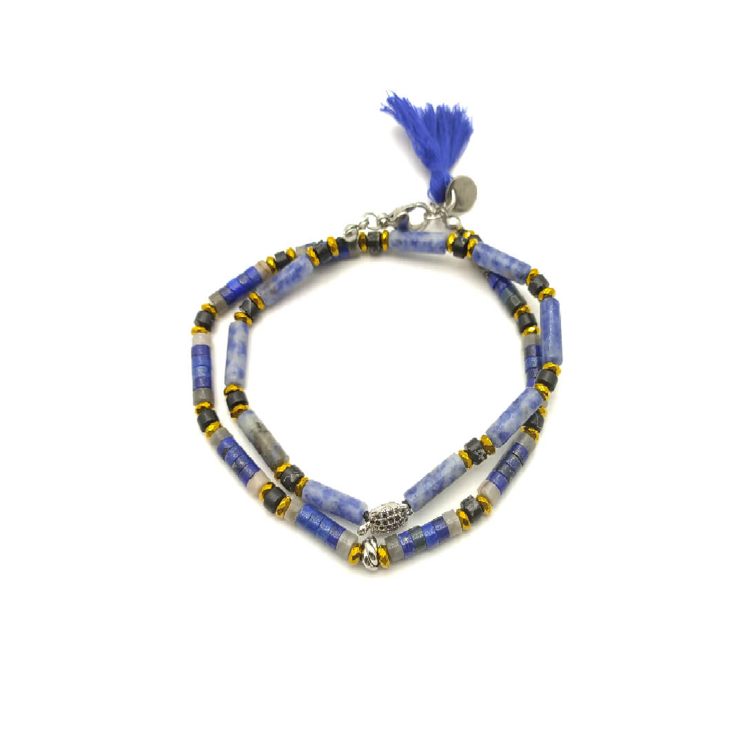 TaRa Dàimào-Bracciale con Sodalite Dendritica bracciale collana tibetana pietre naturali fatto a mano in Italia Uomo negozio a Este e on-line