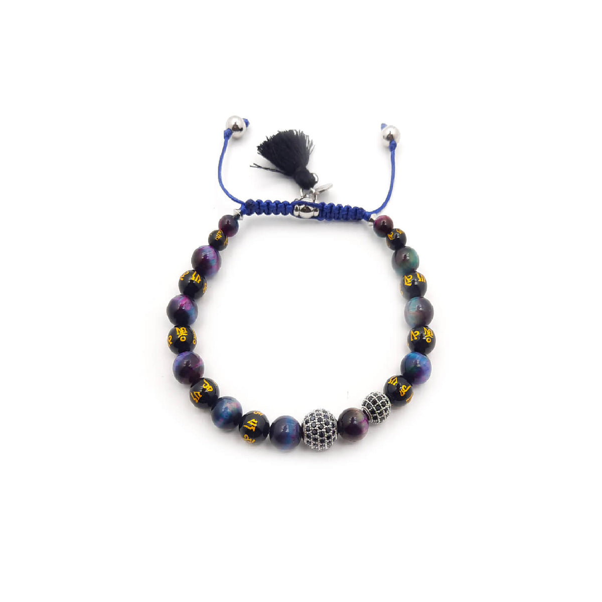 Om Bracciale Occhio di Tigre multiciolore