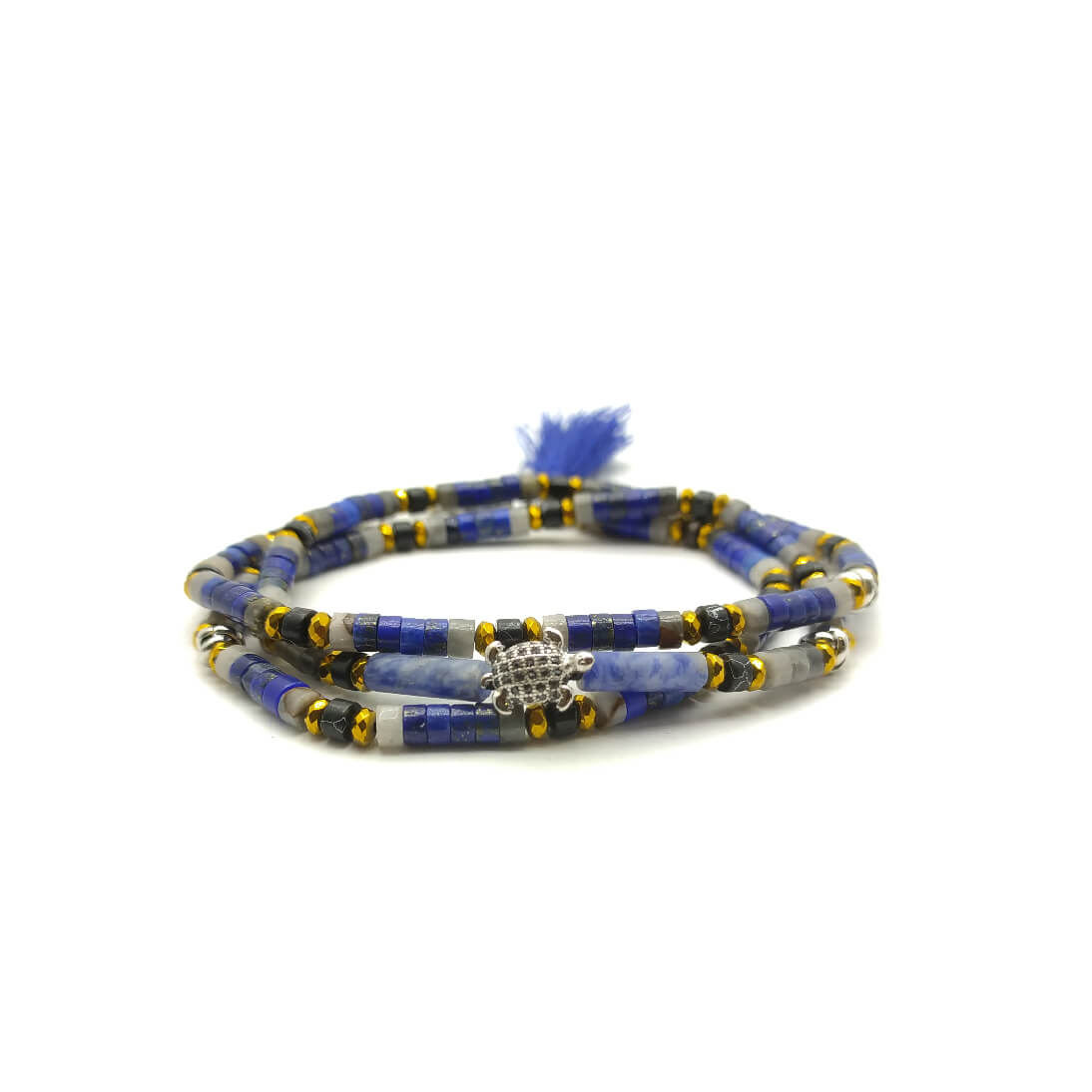 TaRa Dàimào-Bracciale con Sodalite Dendritica bracciale collana tibetana pietre naturali fatto a mano in Italia Uomo negozio a Este e on-line