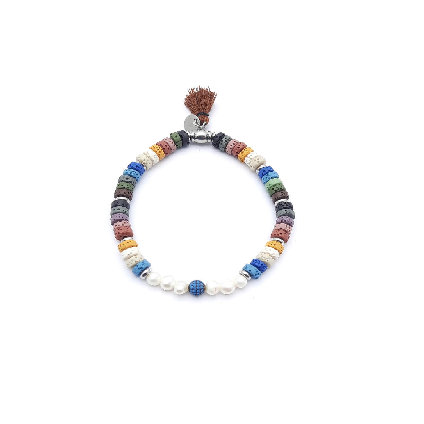 Bracciale TaRa pietra lavica e perle