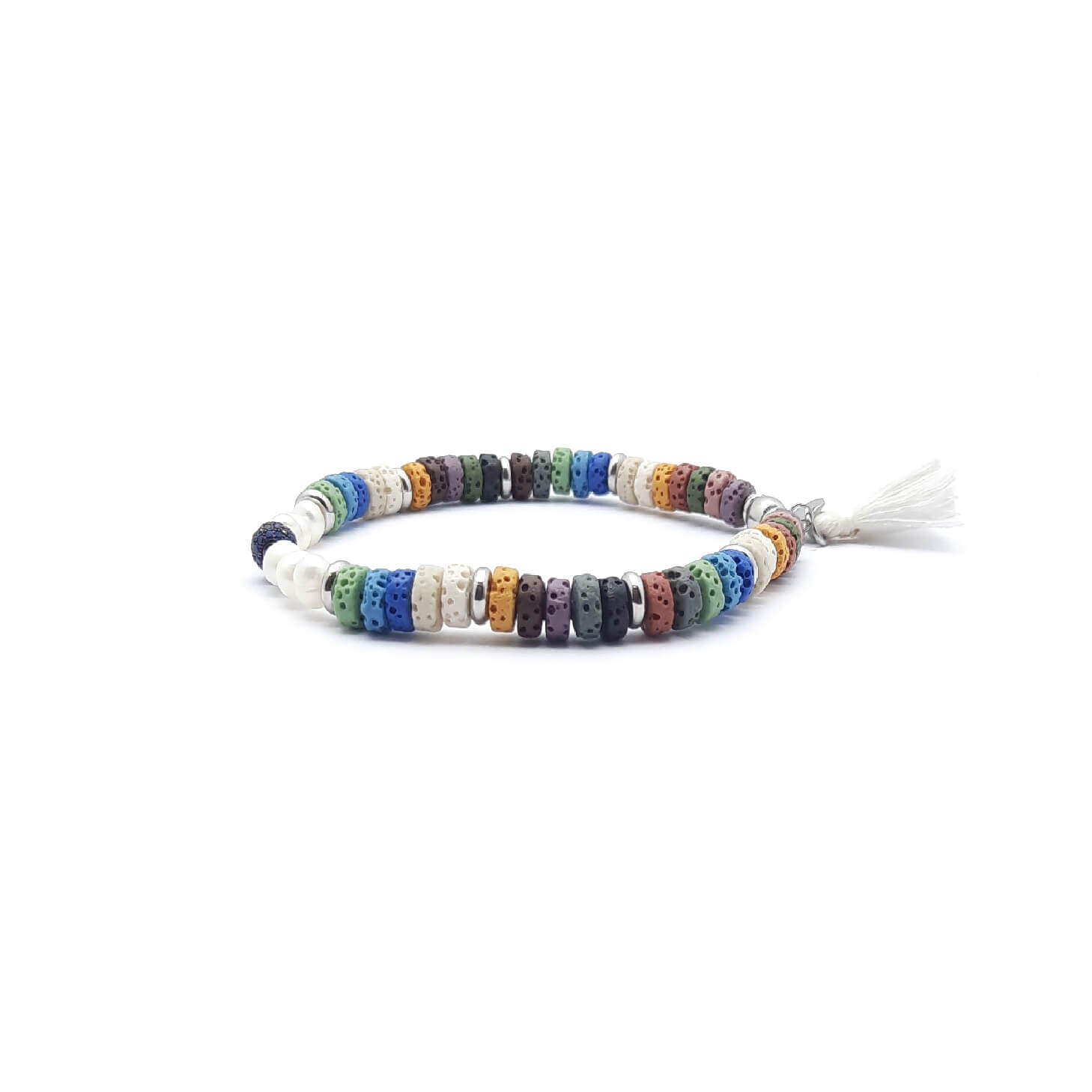 Bracciale TaRa pietra lavica e perle