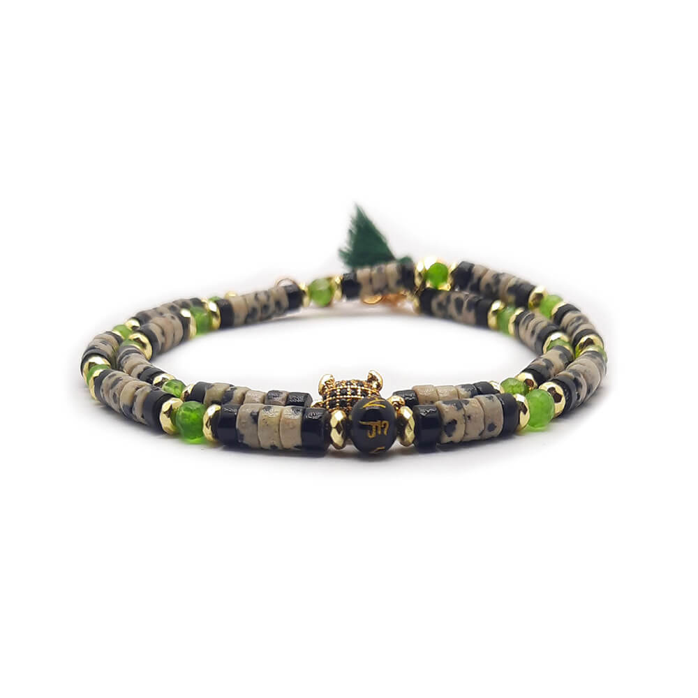 Dàimào-Bracciale con diaspro dalmata e onice