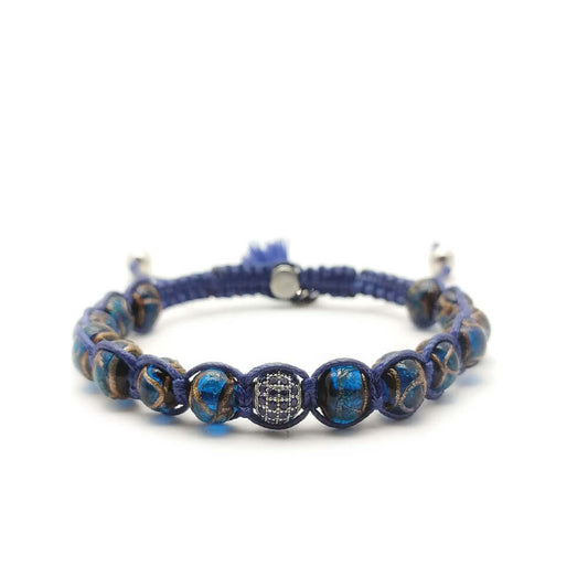 TaRa Lung-Ta Bracciale con Argento 925% Vetro sommerso tibetano fatto a mano in Italia on line e in centro a Este da Gioielli D'Este
