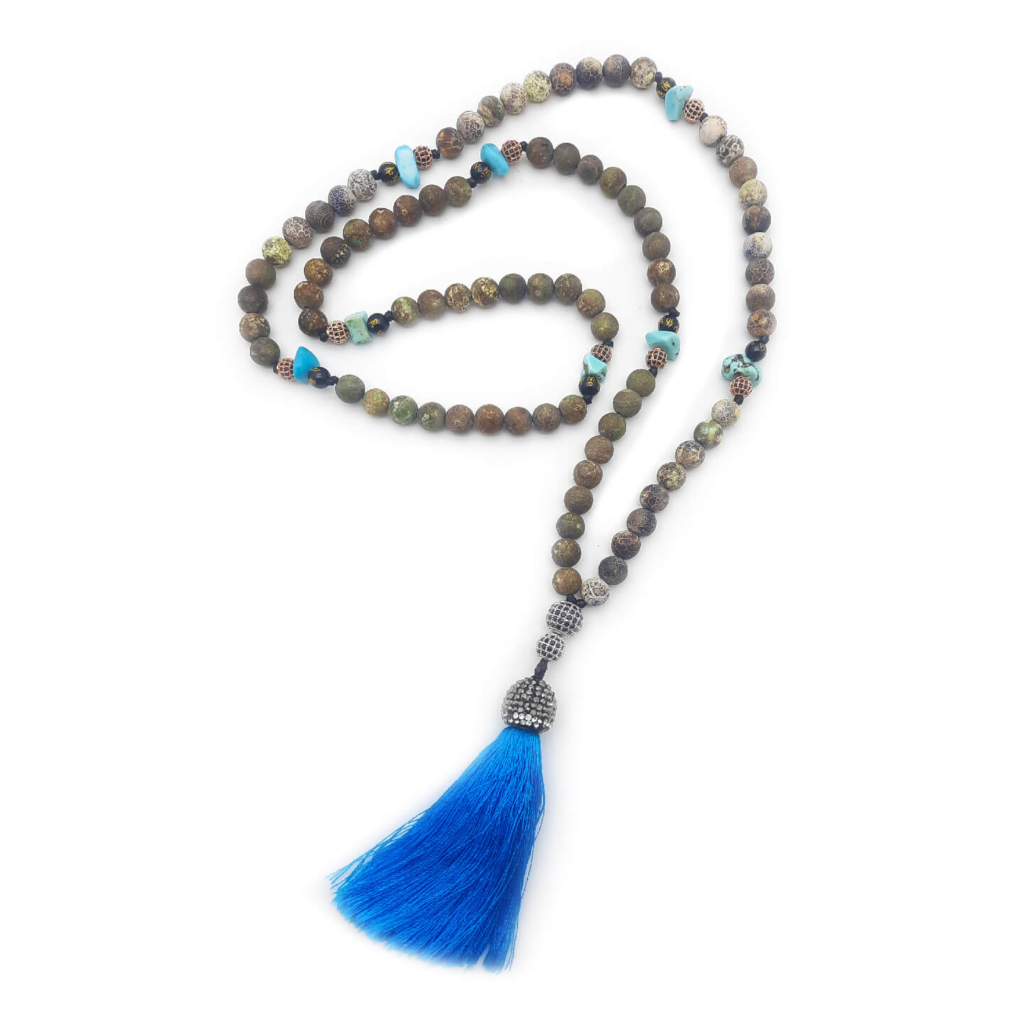 Vi presentiamo la nostra affascinante collezione di Mala tibetani! Realizzato con la massima cura e attenzione ai dettagli, ogni Mala è composto da 108 grani, un numero perfetto che simboleggia la crescita spirituale e l'illuminazione. Queste splendide pietre e cristalli naturali possiedono proprietà curative uniche, che vi daranno il potere di intraprendere il vostro viaggio verso la scoperta di voi stessi. Abbracciate le infinite possibilità che si celano dentro di voi indossando questo squisito accessori