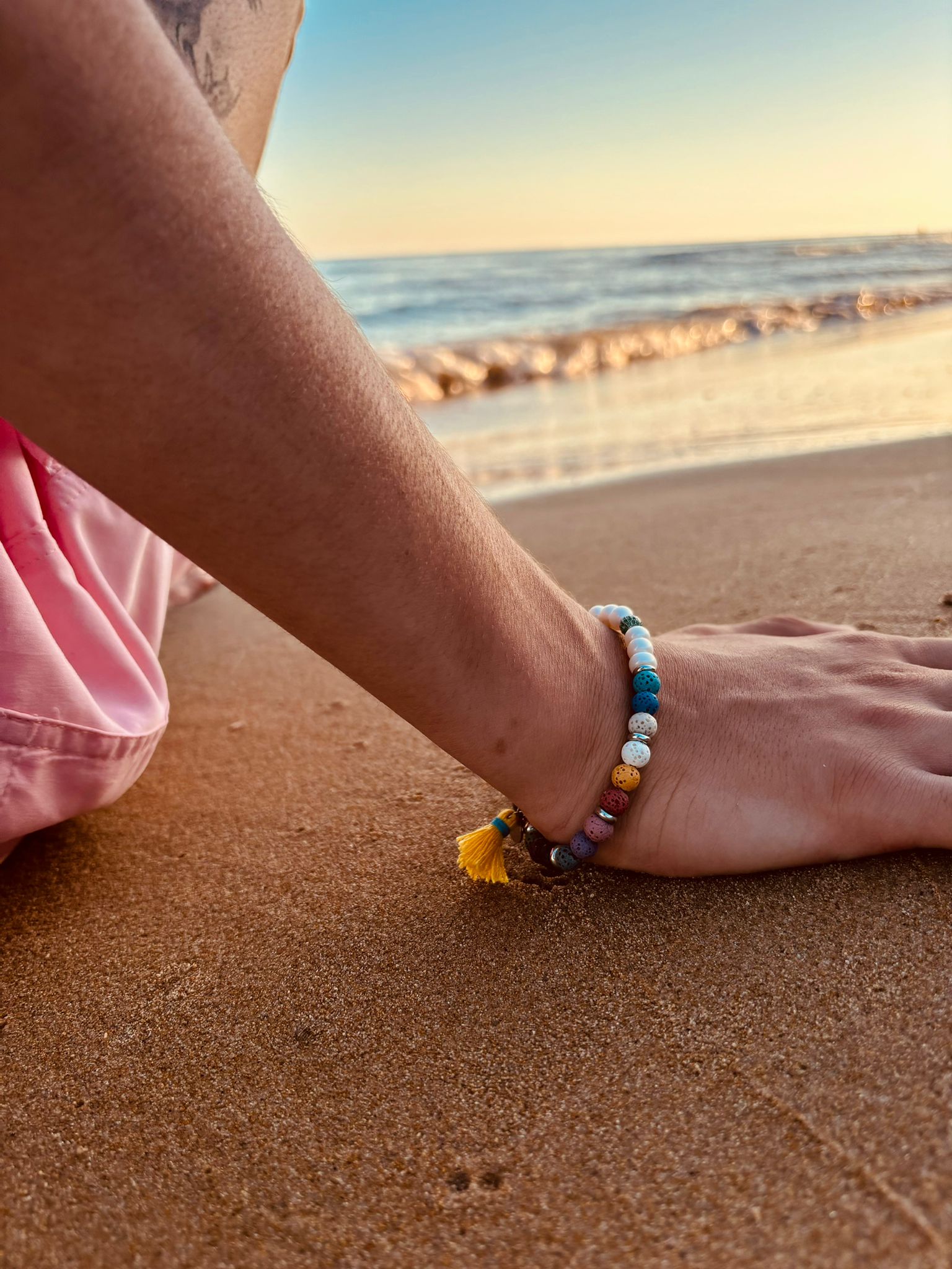 Bracciale TaRa pietra lavica e perle